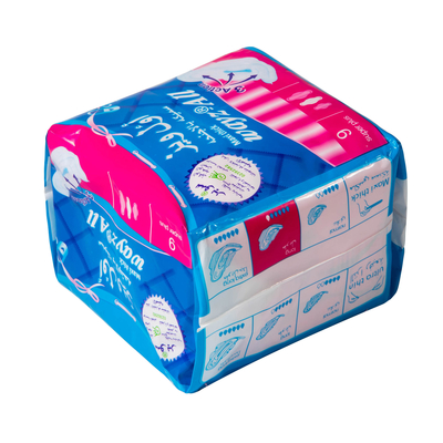 almofadas menstruais impermeáveis orgânicas da película de embalagem do PE dos guardanapo sanitários do algodão de 300mm