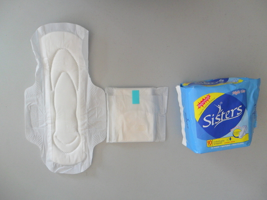 Almofadas sanitárias higiênicas da hortelã de Modenna 290mm voados para o uso da noite da menina
