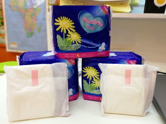 OEM feminino menstrual natural do guardanapo sanitário do uso da noite da higiene das almofadas sanitárias