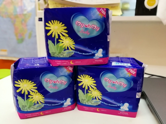 Guardanapo sanitários descartáveis de seda Wingless 410mm com tecidos de algodão macios FDA