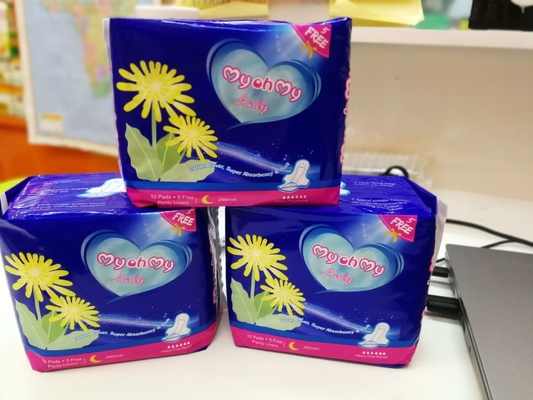 OEM feminino menstrual natural do guardanapo sanitário do uso da noite da higiene das almofadas sanitárias