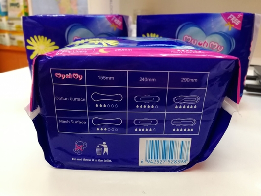 OEM feminino menstrual natural do guardanapo sanitário do uso da noite da higiene das almofadas sanitárias