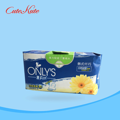 Absorvência alta feminino feminino orgânica macia dos guardanapo sanitários do filme 270mm do PE das almofadas