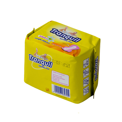 almofadas femininos do algodão do limão 0.8D do tecido do guardanapo sanitário de 410mm para o uso da noite