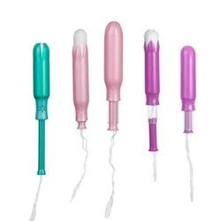 Tampões de cancelamento da caixa vaginal biodegradável orgânica barata por atacado das senhoras do cartão dos tampões do algodão